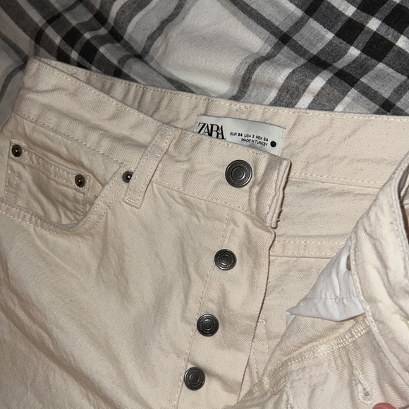 Zara Straight Cream Jeans Button Fly Size 2 - Picture 5 of 5
